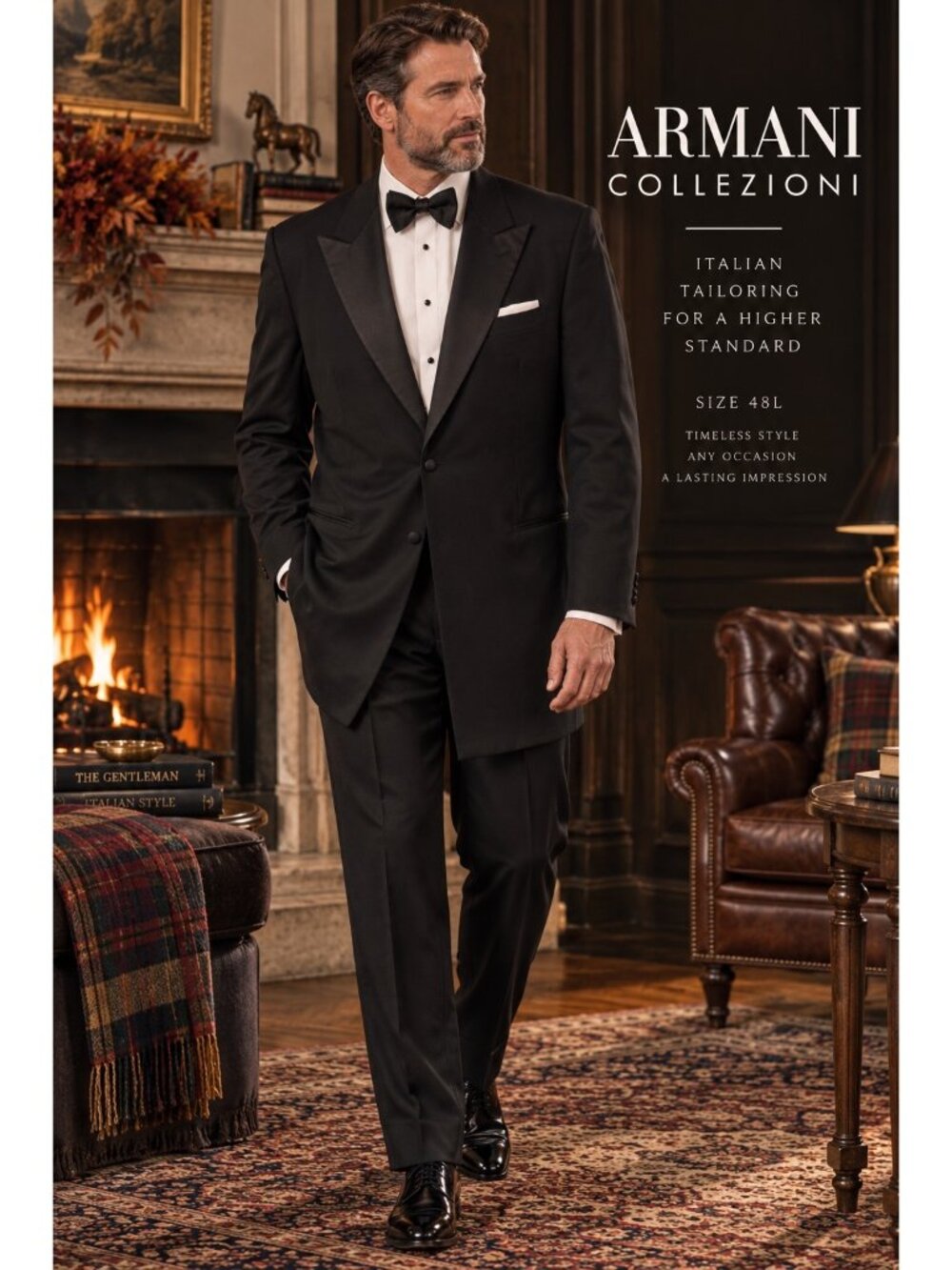 Armani Collezioni Men’s 48L Black Wool Mohair Silk Tuxedo Jacket Italy